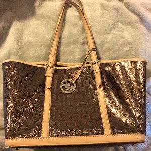 Metallic Michael Kors Logo Tote
